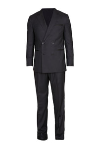 Costume croisé à liserés en laine - Gris