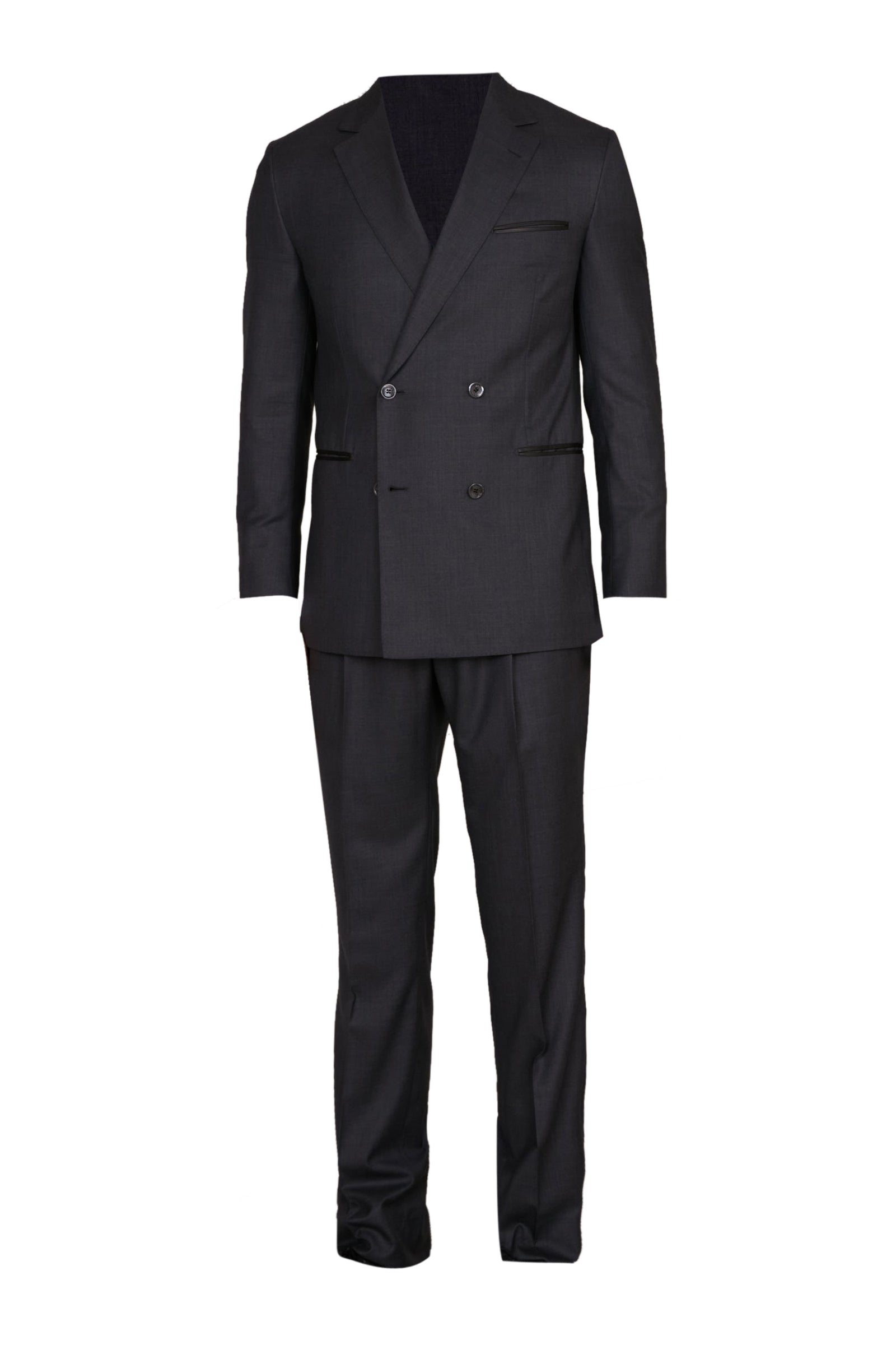 Costume croisé à liserés en laine - Gris