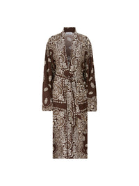 Midi dress - Brown/biege/white