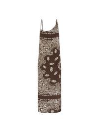Midi dress - Brown/biege/white