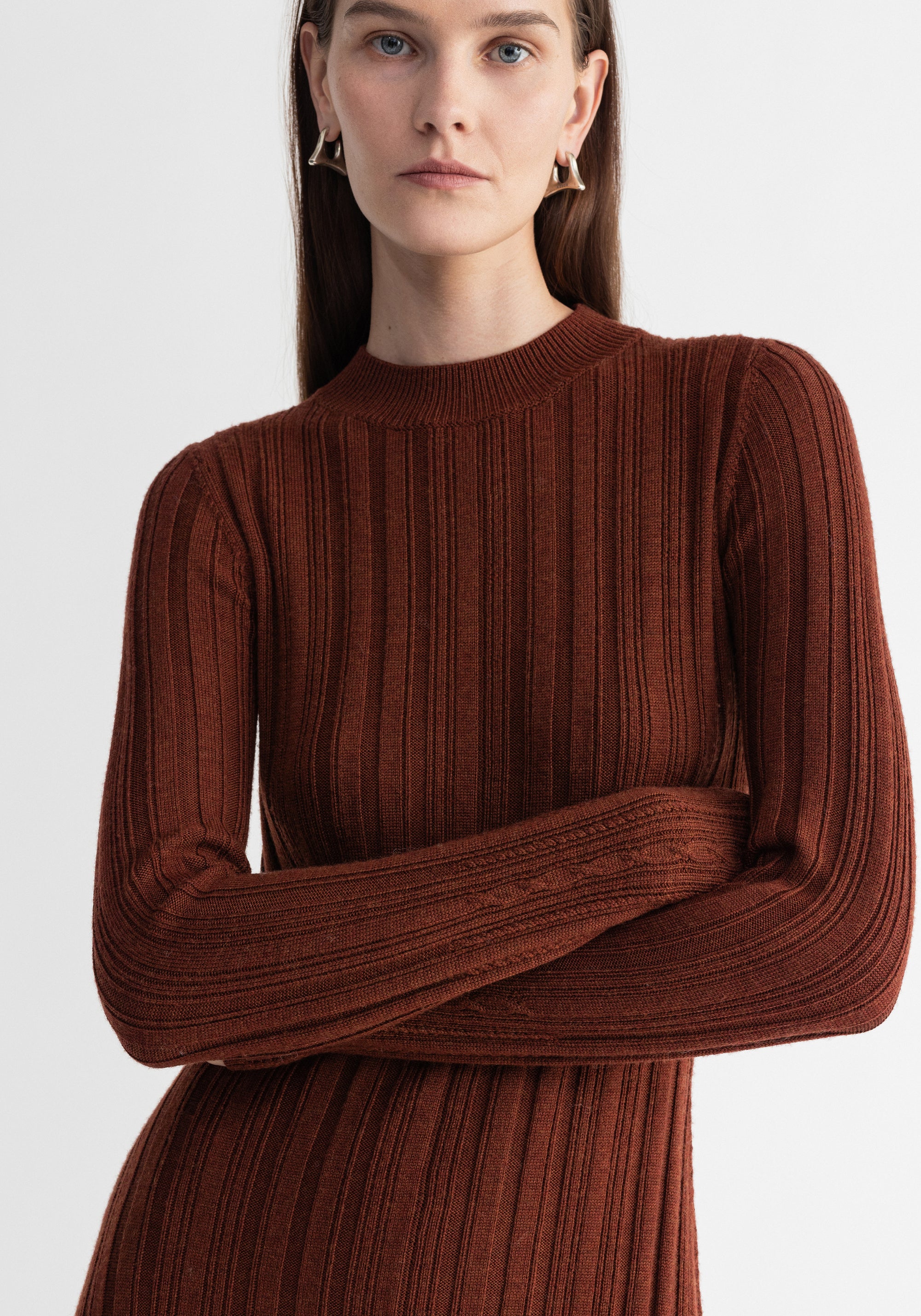 Spice maxi dress in wool - Rust