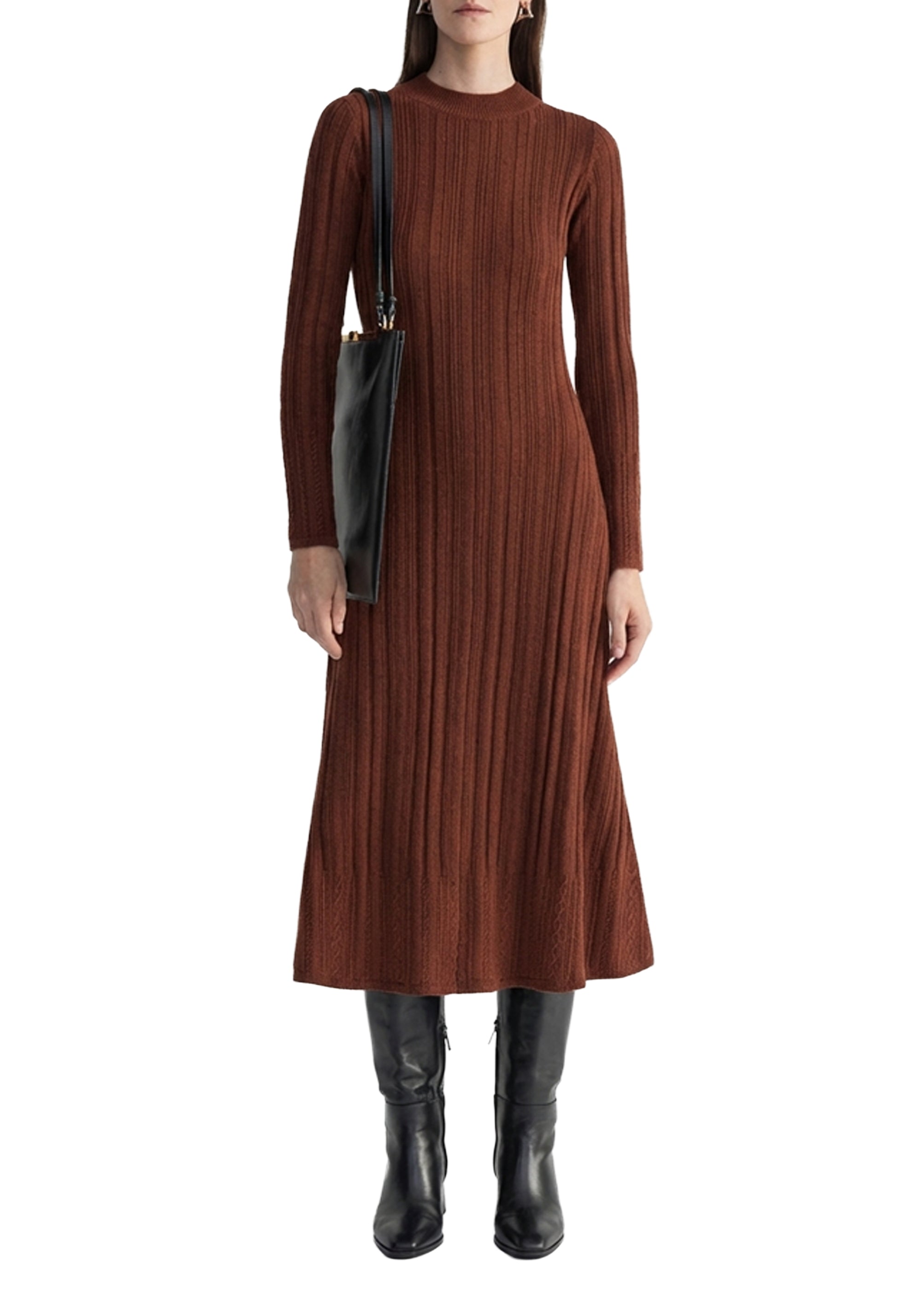 Spice maxi dress in wool - Rust