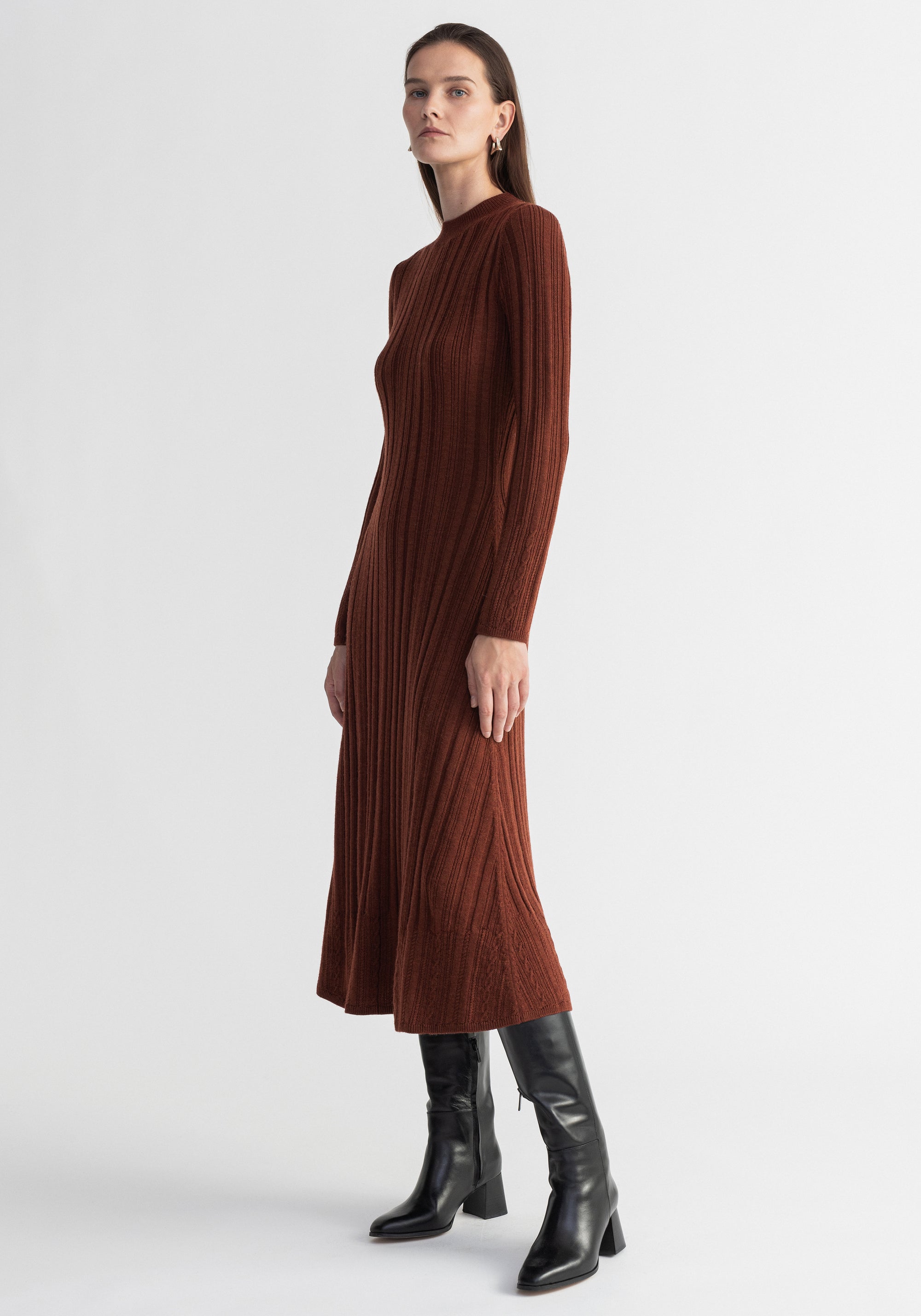 Spice maxi dress in wool - Rust