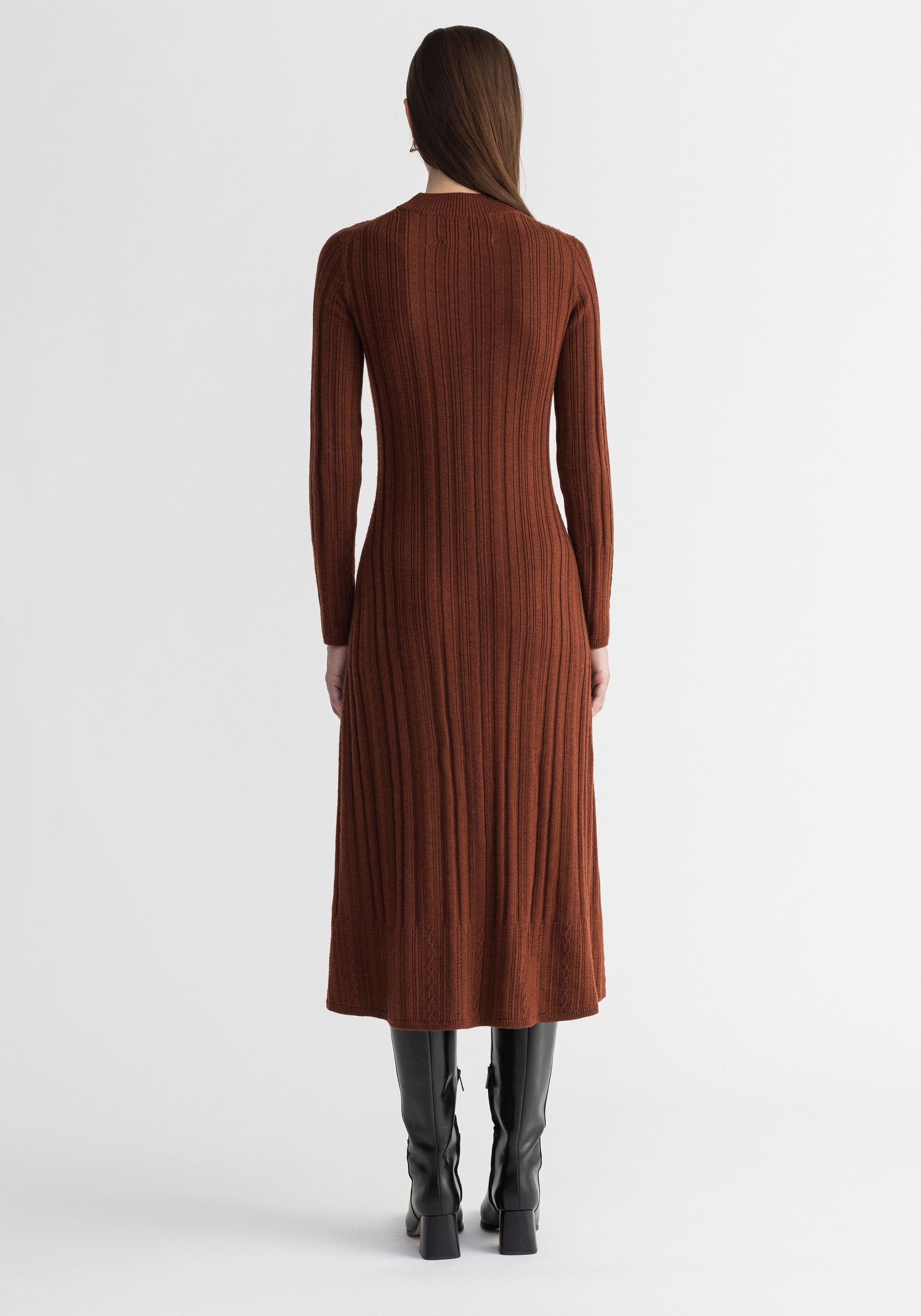 Spice maxi dress in wool - Rust