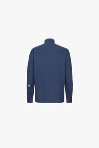 Shirt with metal placket and topstitching - Blue