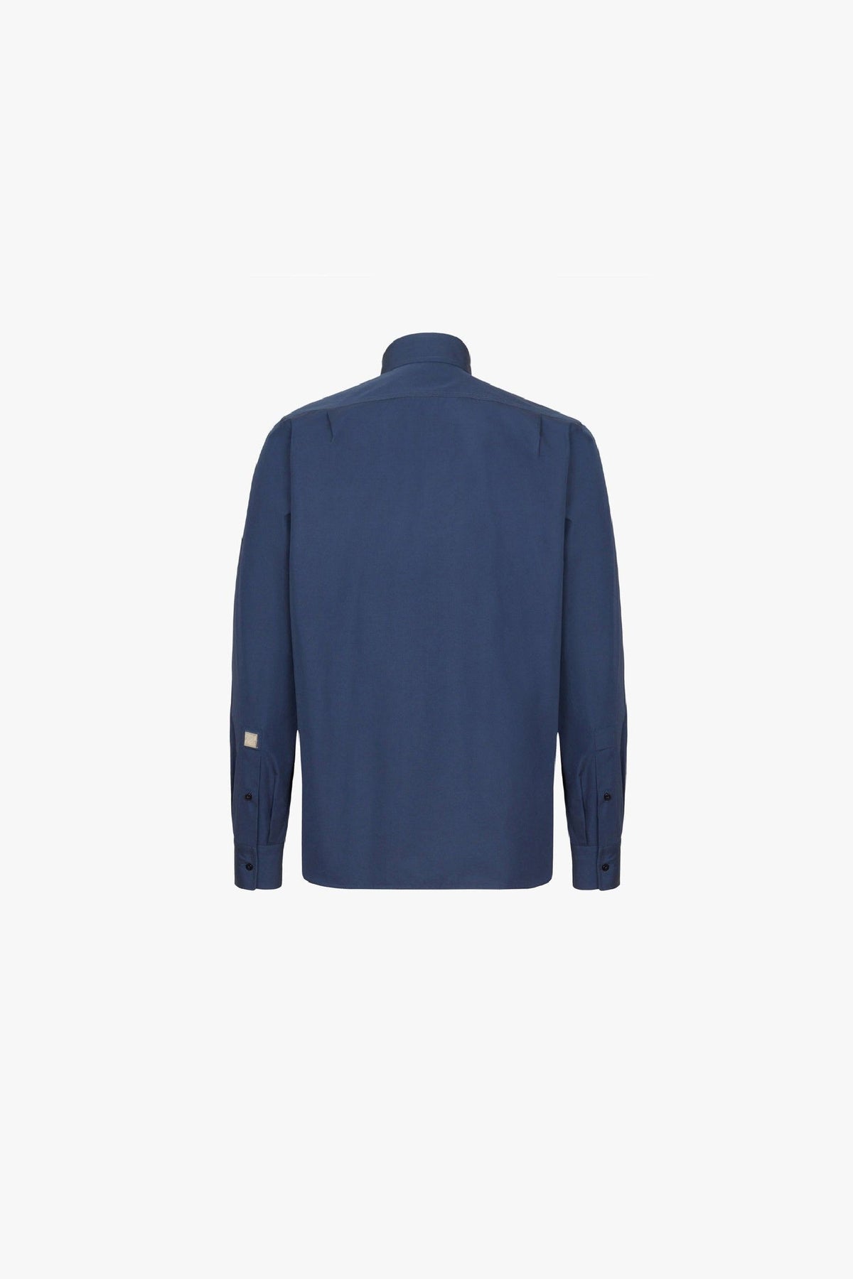 Shirt with metal placket and topstitching - Blue