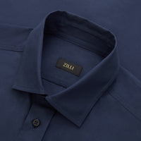 Chemise à plaque métallique et surpiqûres - Bleu