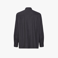 Wool blend shirt with pockets and flap - Grey