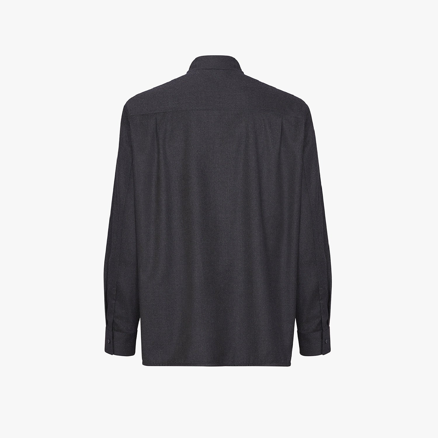 Wool blend shirt with pockets and flap - Grey