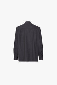 Wool blend shirt with pockets and flap - Grey