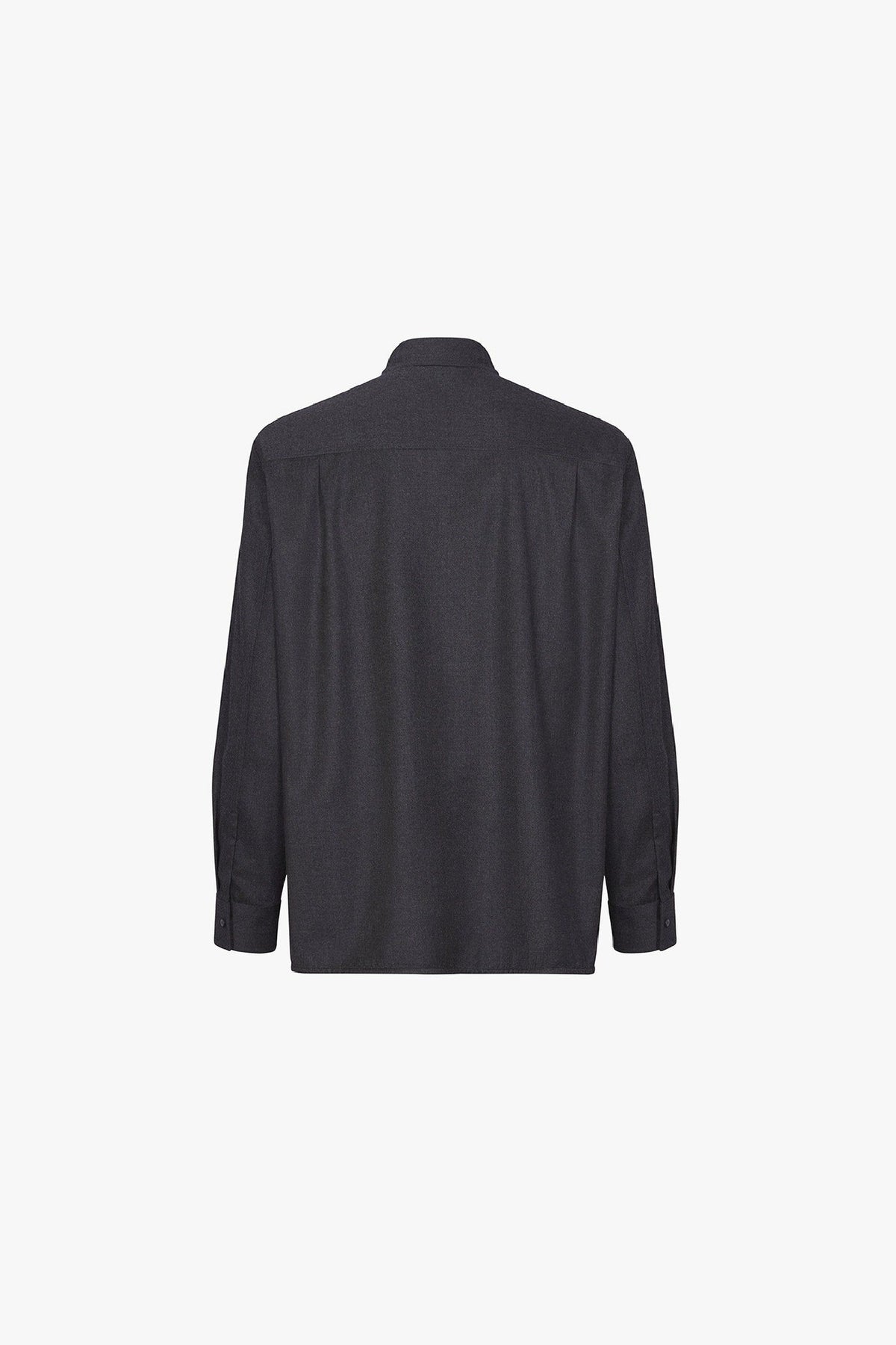 Wool blend shirt with pockets and flap - Grey