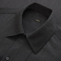 Wool blend shirt with pockets and flap - Grey