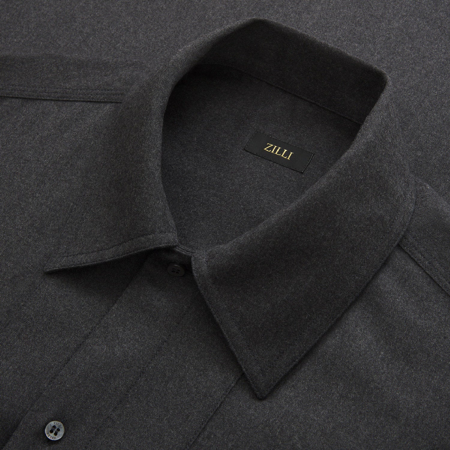 Wool blend shirt with pockets and flap - Grey