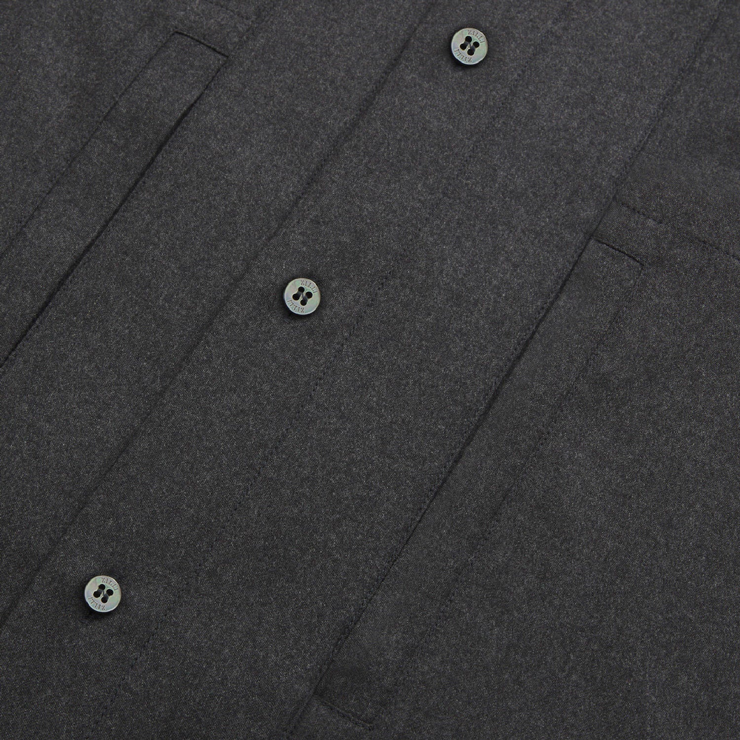 Wool blend shirt with pockets and flap - Grey