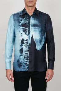 Chemise à motifs dégradés en soie - Smoke Avio