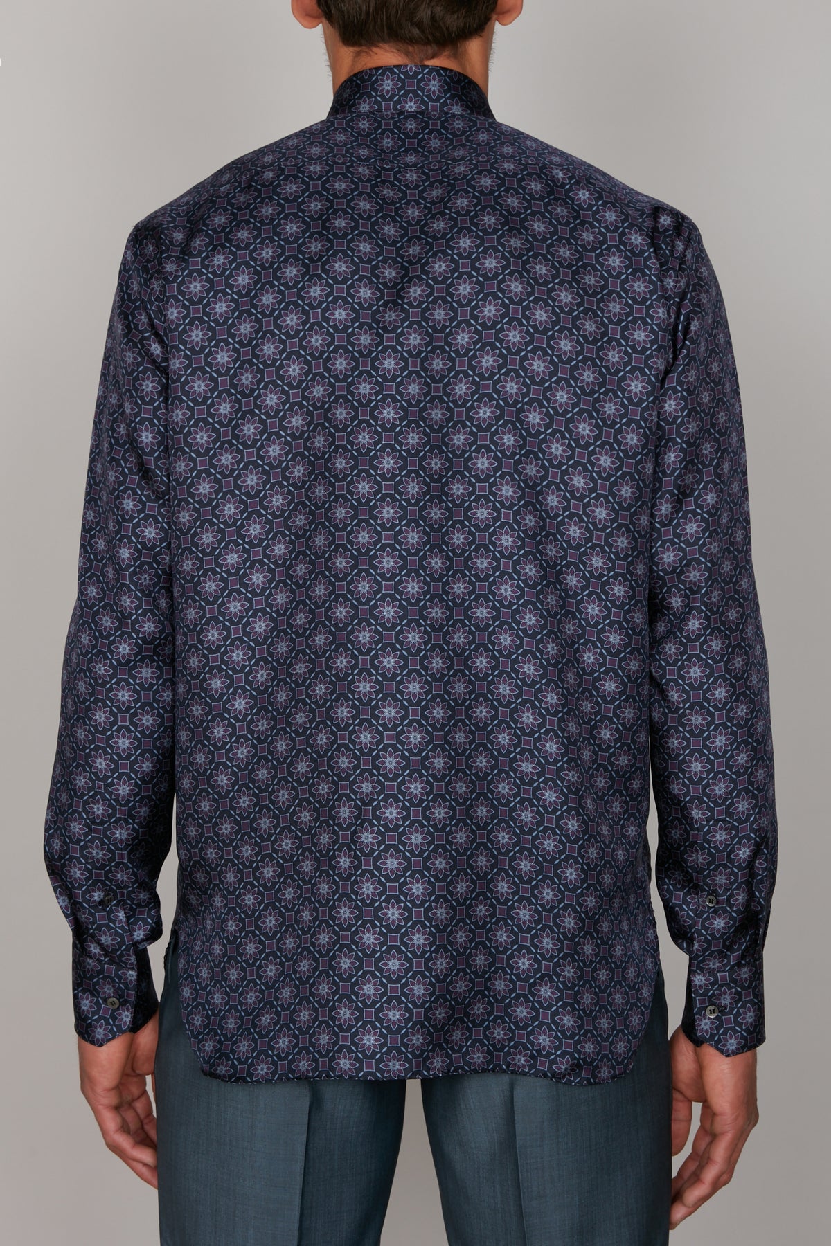 Chemise à fleurs en soie - Deep Cherry