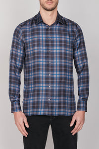Chemise à carreaux en soie - Smoke Grey