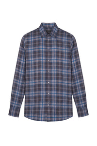 Chemise à carreaux en soie - Smoke Grey