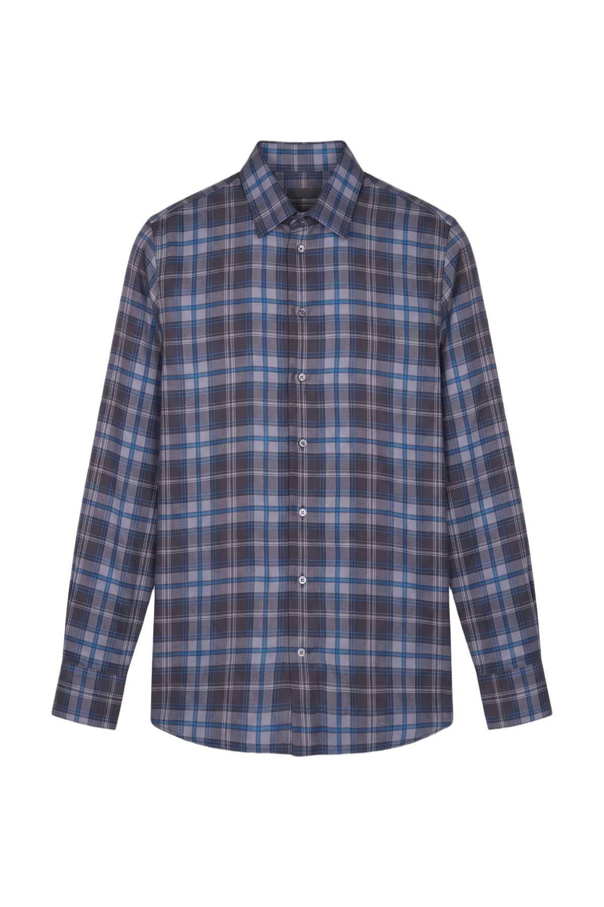 Chemise à carreaux en soie - Smoke Grey