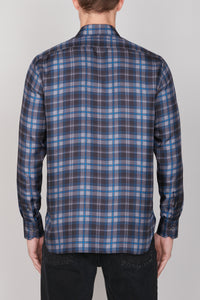 Chemise à carreaux en soie - Smoke Grey