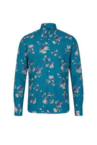 Linen and silk checked shirt - Peacock