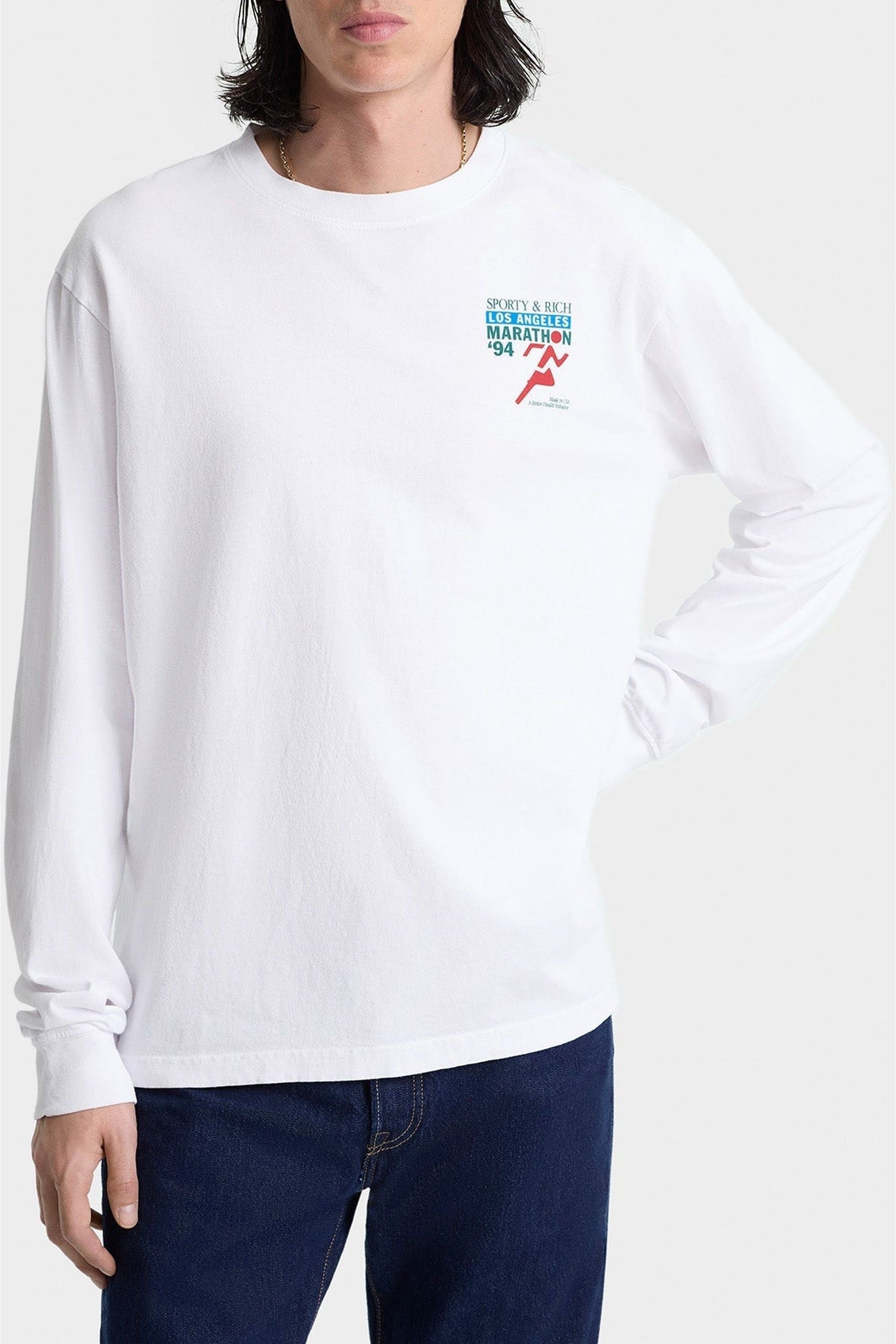 T-shirt à manches longues imprimé - White