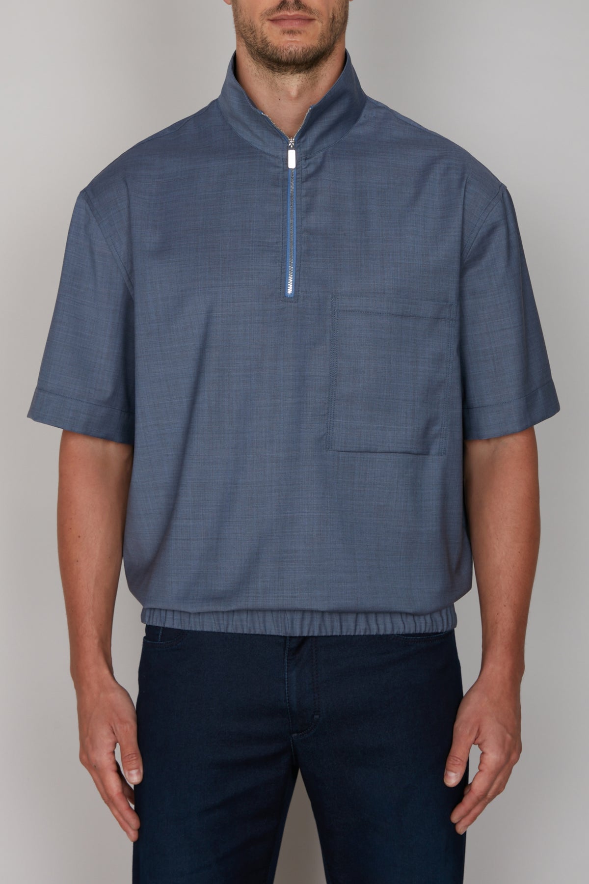 Chemise zippé en laine - Pale Blue Onyx