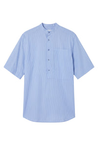 Chemise à col mao en soie - Pale Blue Onyx