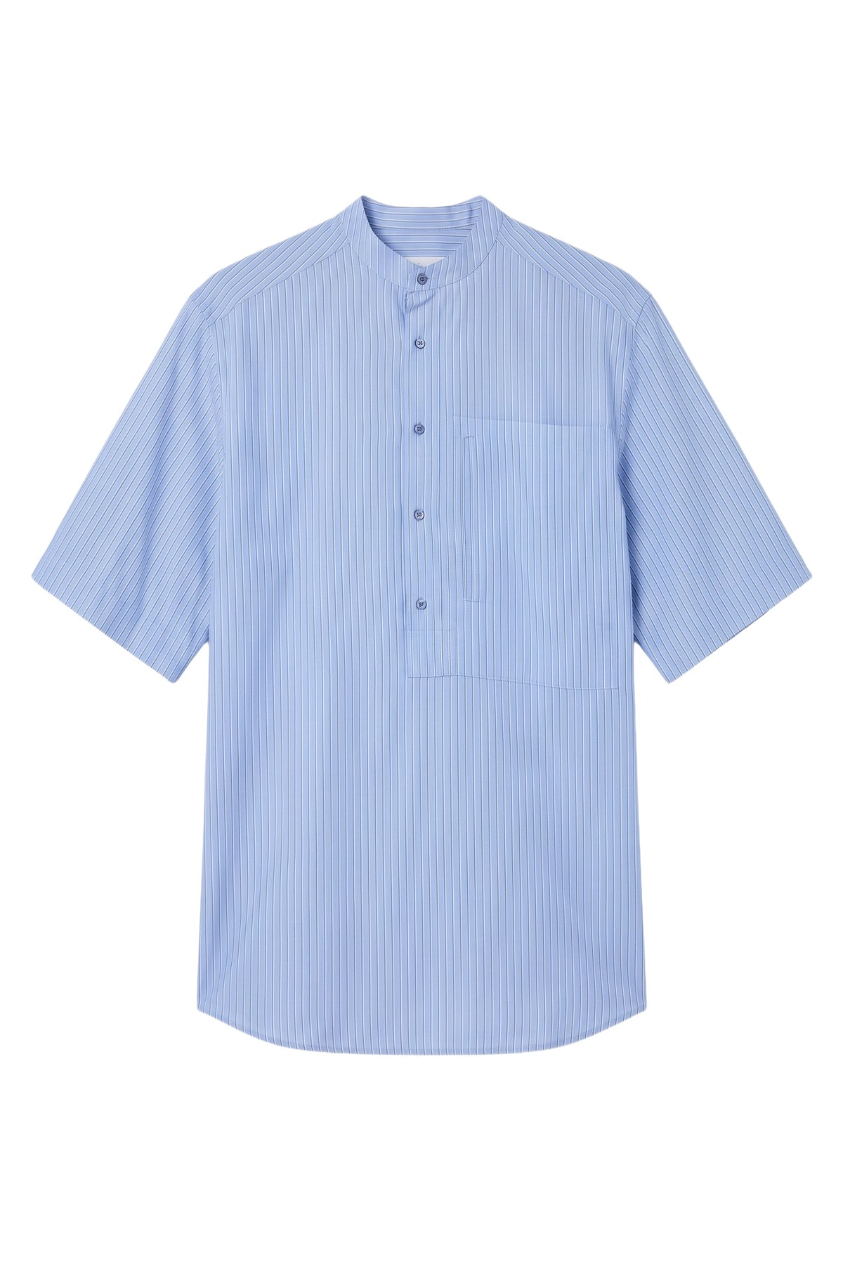 Chemise à col mao en soie - Pale Blue Onyx