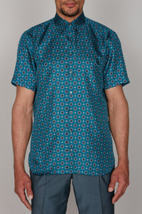 Chemise à fleurs en soie - Smoke Blue