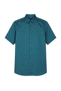 Chemise à fleurs en soie - Smoke Blue