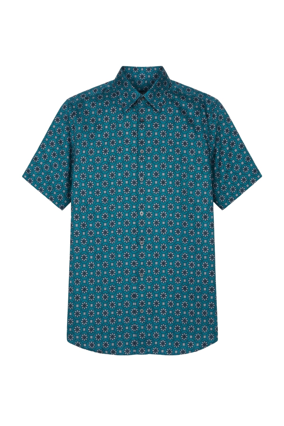 Chemise à fleurs en soie - Smoke Blue