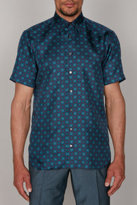 Chemise à fleurs en soie - Deep Malachite