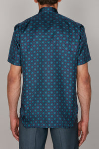 Chemise à fleurs en soie - Deep Malachite