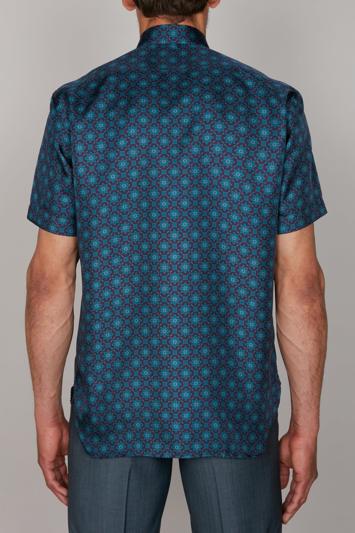 Chemise à fleurs en soie - Deep Malachite