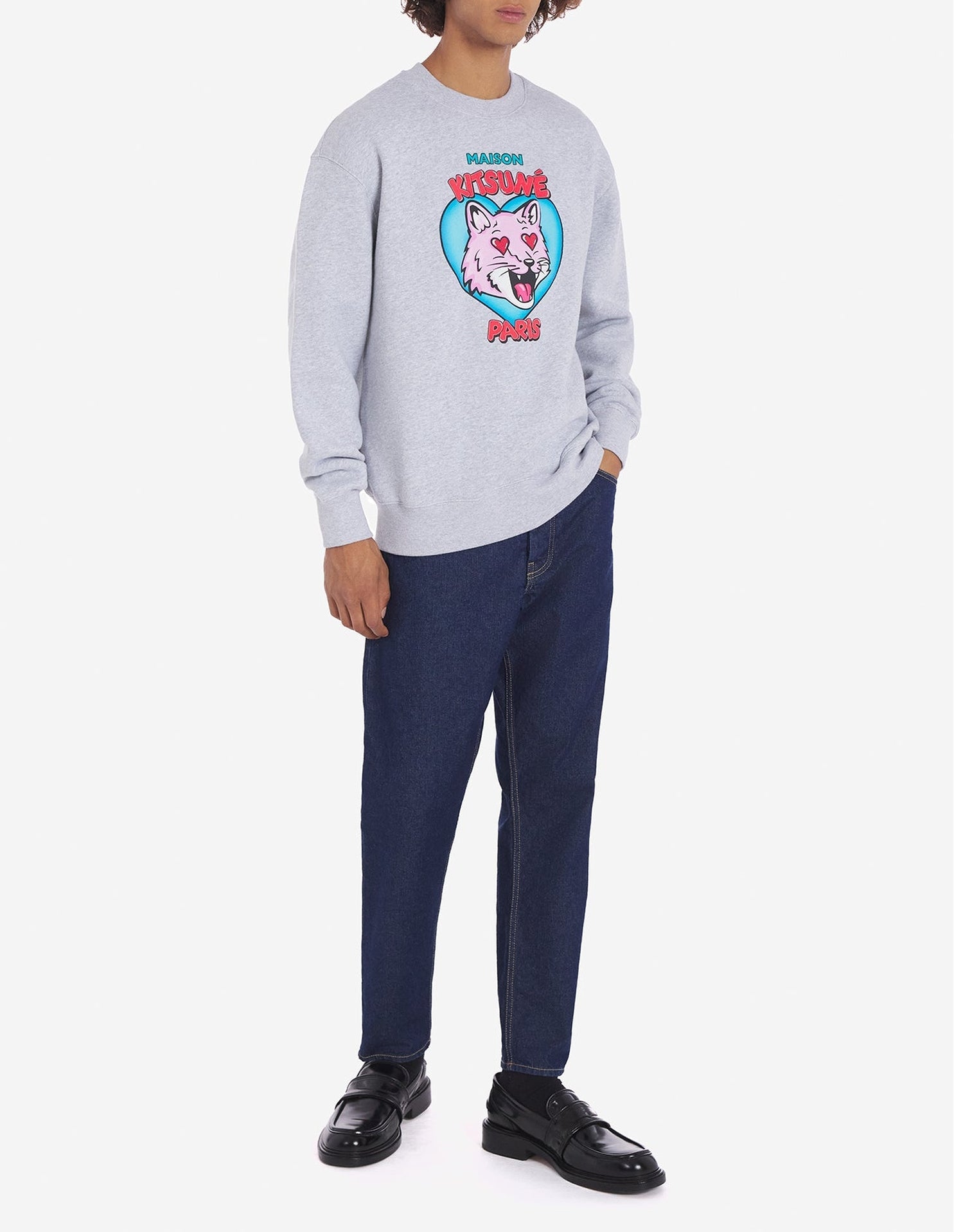 Printed Valentine sweatshirt - Light Grey Melange