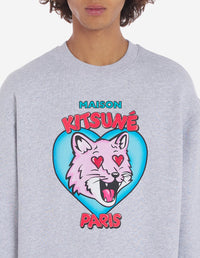 Printed Valentine sweatshirt - Light Grey Melange