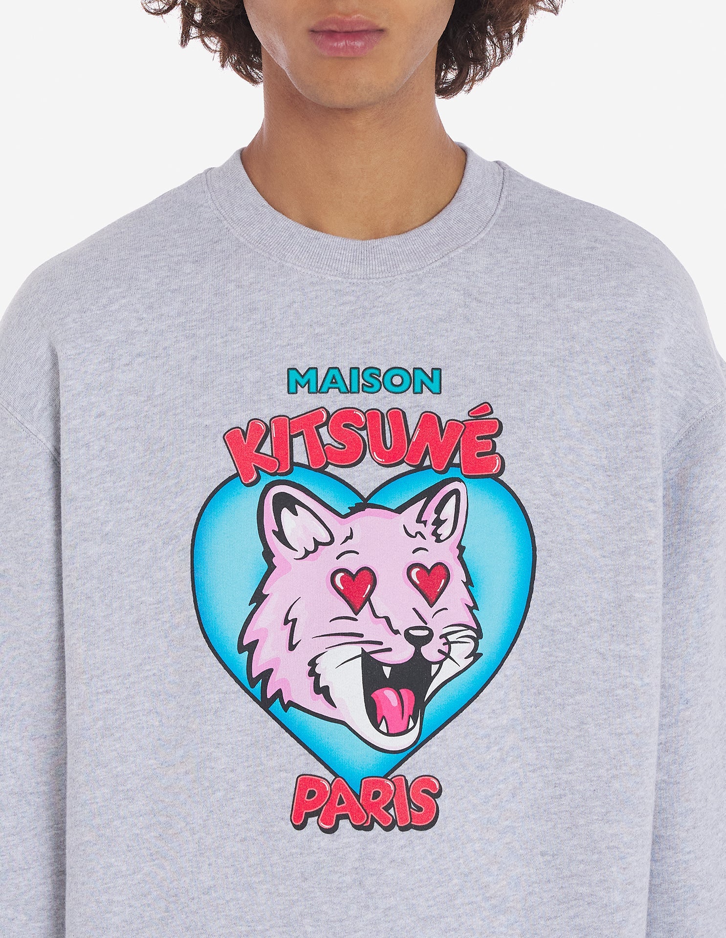Printed Valentine sweatshirt - Light Grey Melange