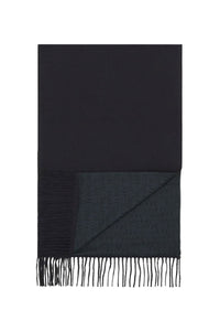 Écharpe monogramme réversible en cachemire - Noir & Bleu