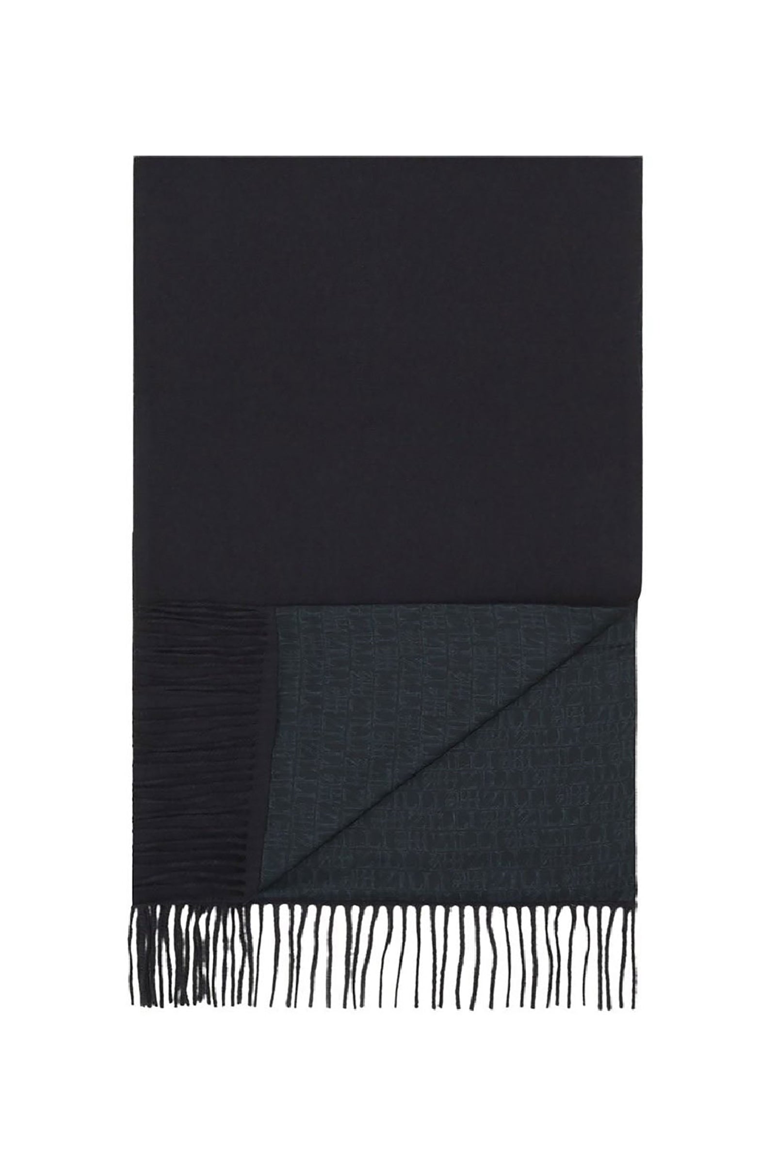 Écharpe monogramme réversible en cachemire - Noir & Bleu