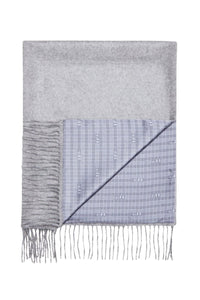 Écharpe à carreaux en cachemire - Gris & Bleu