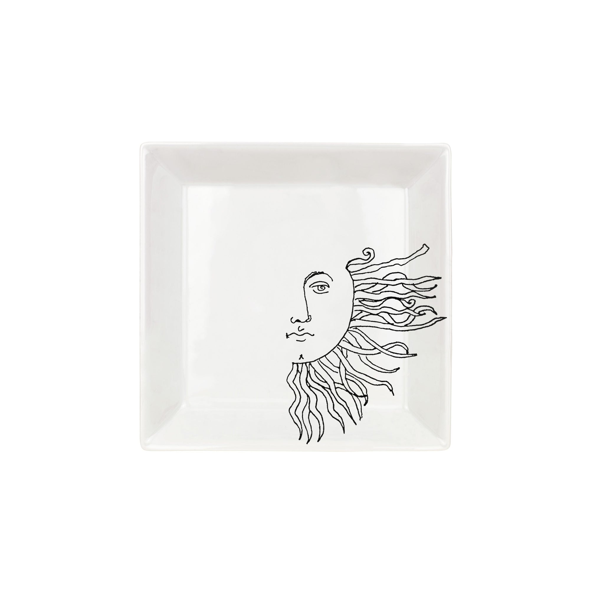 Assiette carrée Solitario en porcelaine - Noir & Blanc