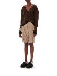 Straight wool shorts - Hemp
