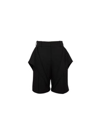Straight wool shorts - Black