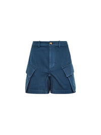 Short Cargo À Taille Haute - Light Indigo