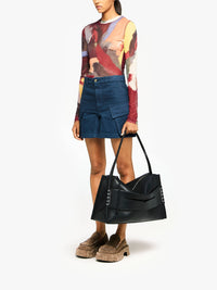 Short Cargo À Taille Haute - Light Indigo
