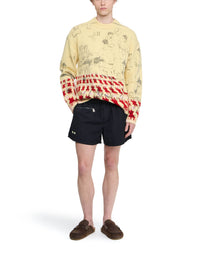 Short à broderies contrastées - Washed Black