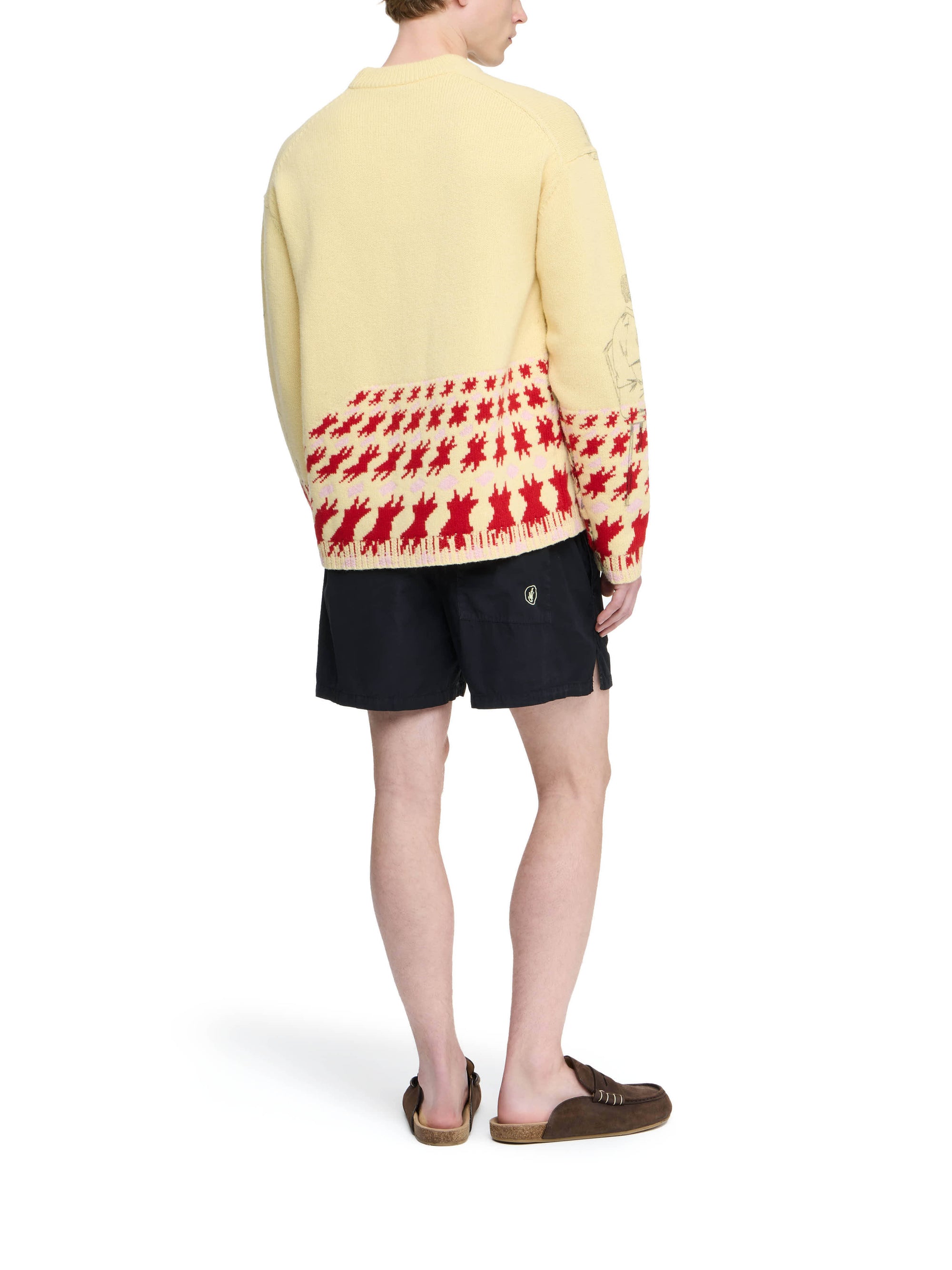 Short À Broderies Contrastées - Washed Black