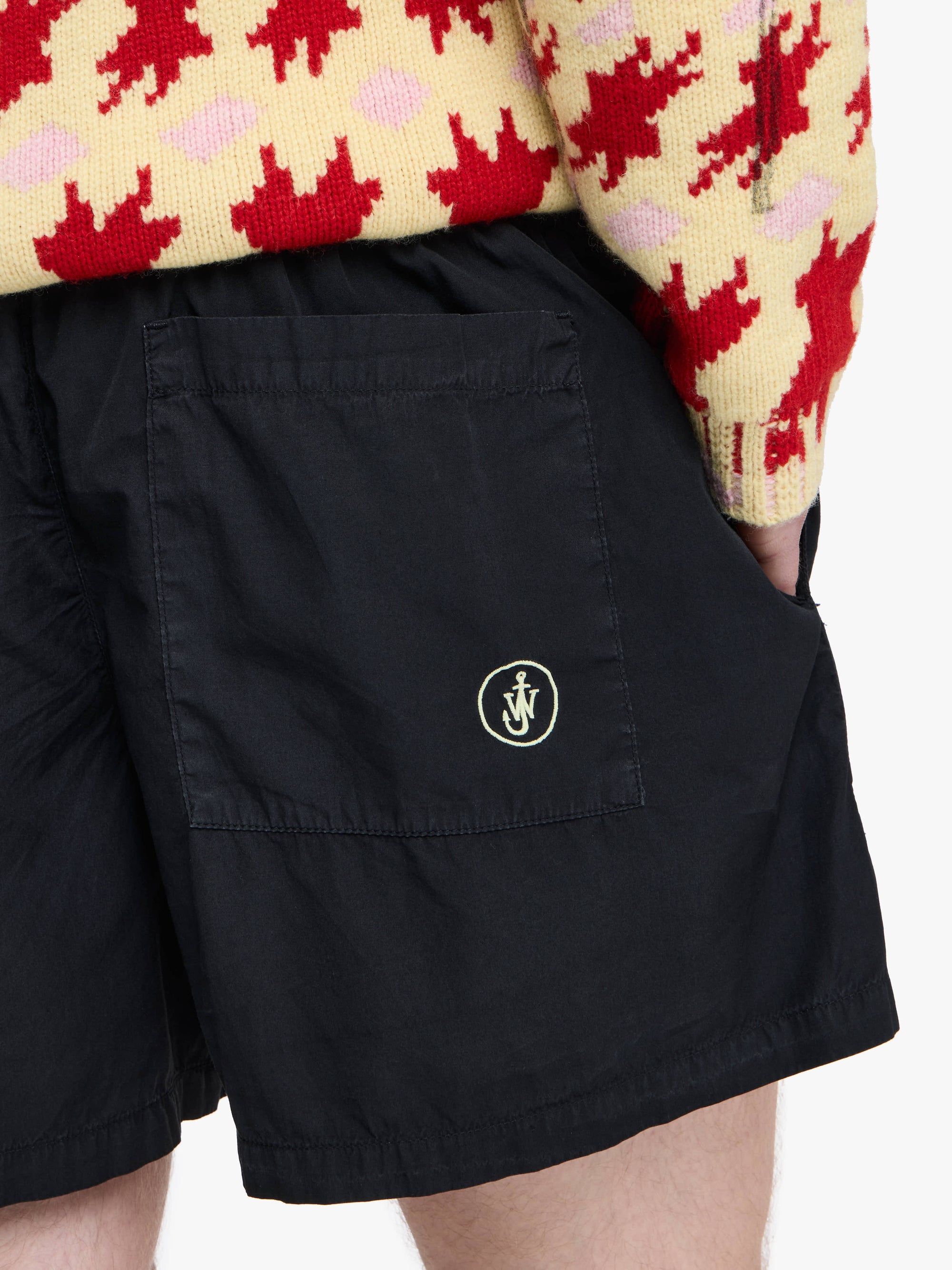 Short À Broderies Contrastées - Washed Black
