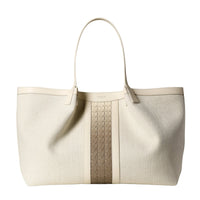 Mosaico canvas and leather Secret bag - Off White & Shaded Sahara